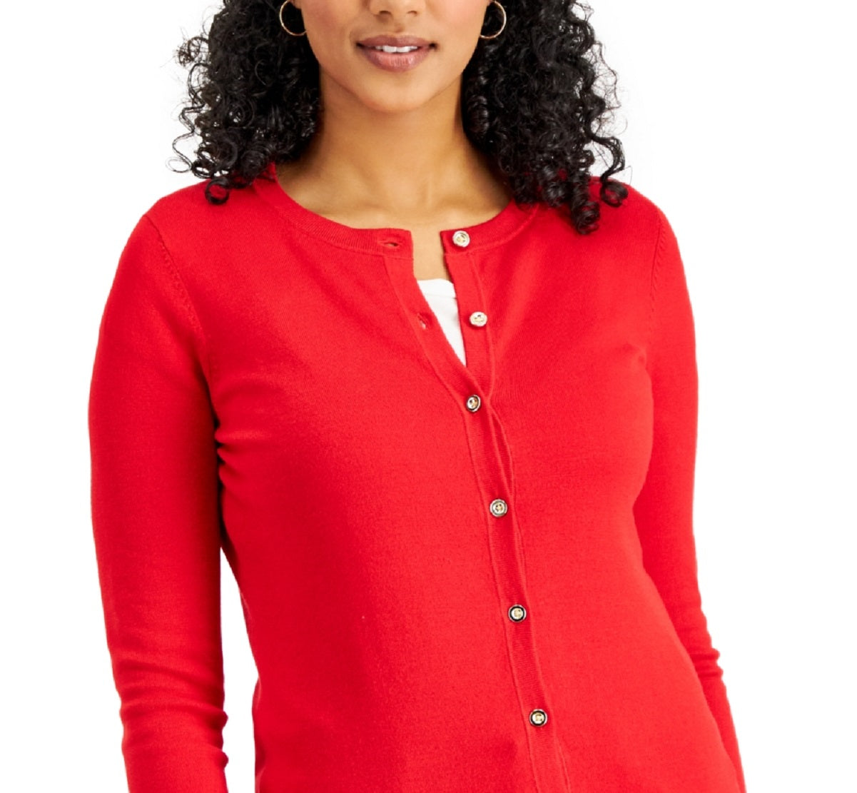Cardigan feminino com botões Charter Club, vermelho, tamanho médio