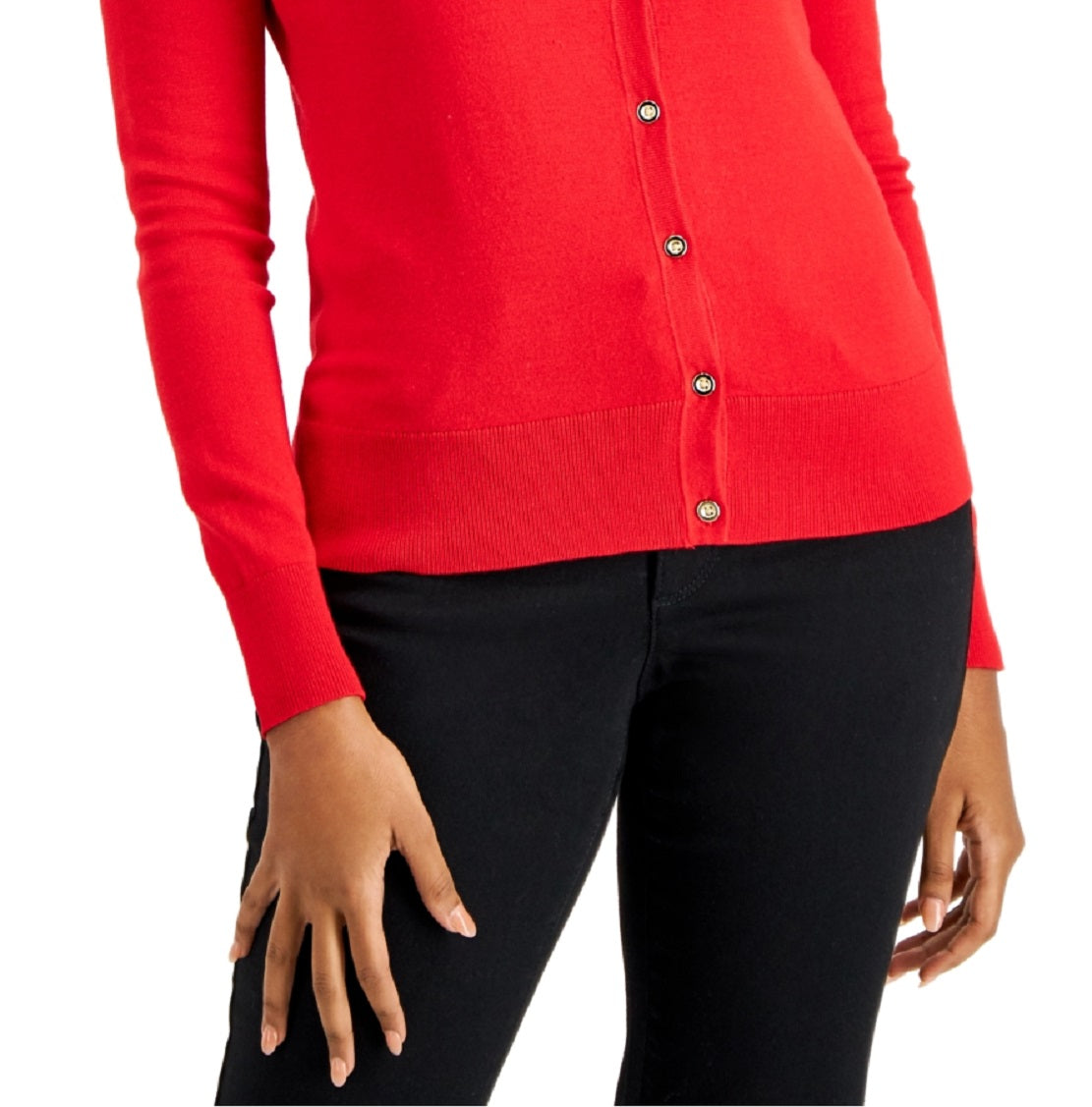 Cardigan feminino com botões Charter Club, vermelho, tamanho médio