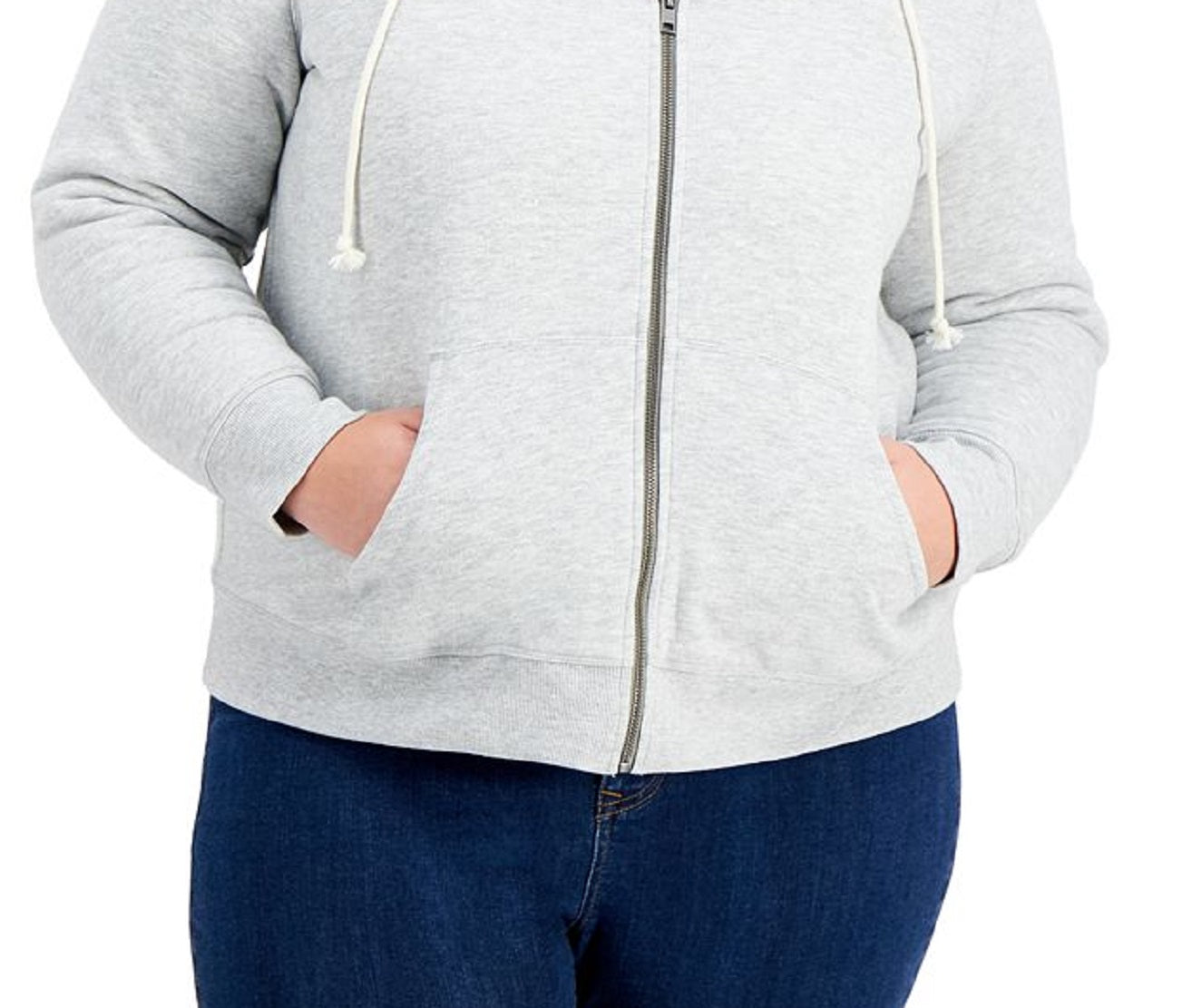 Moletom com capuz feminino com forro de sherpa Style &amp; Co, cinza, tamanho 2X