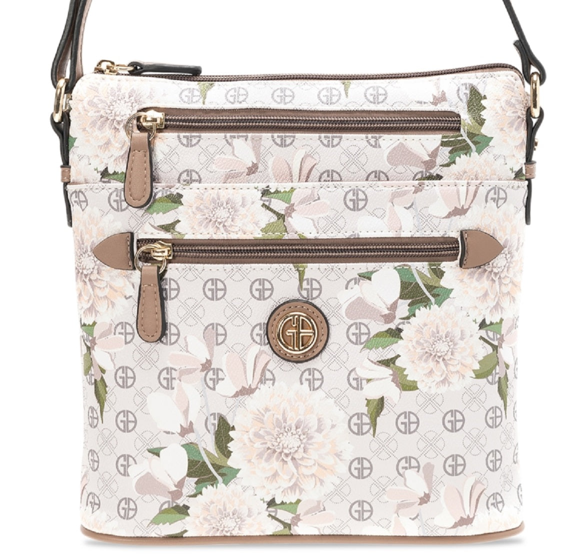 Giani Bernini Bolsa transversal floral feminina marrom tamanho regular