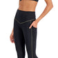 Leggings femininas ID Ideology com acabamento contrastante 7/8, pretas, tamanho grande