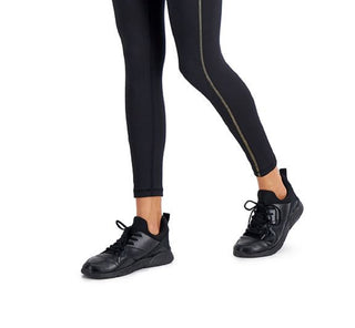 Leggings femininas ID Ideology com acabamento contrastante 7/8, pretas, tamanho grande