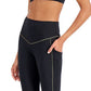 Leggings femininas ID Ideology com acabamento contrastante 7/8, pretas, tamanho extragrande