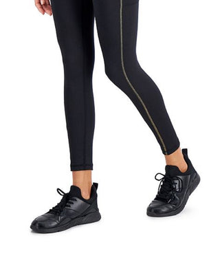 Leggings femininas ID Ideology com acabamento contrastante 7/8, pretas, tamanho extragrande