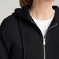 Ideology Moletom com capuz feminino de lã com zíper frontal, preto, tamanho pequeno
