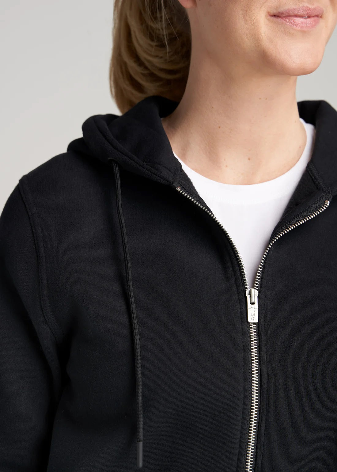 Ideology Moletom com capuz feminino de lã com zíper frontal, preto, tamanho pequeno