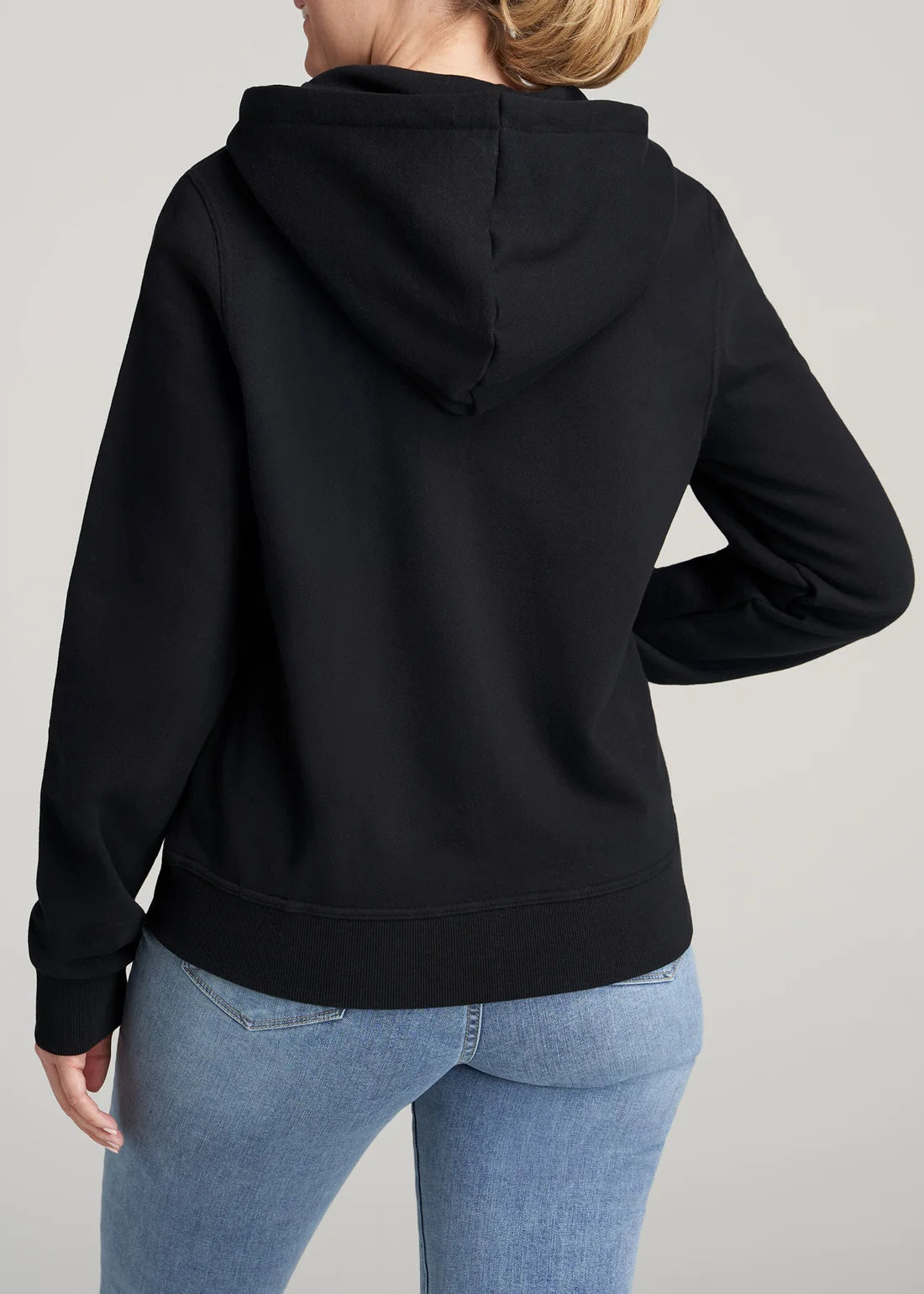 Ideology Moletom com capuz feminino de lã com zíper frontal, preto, tamanho pequeno