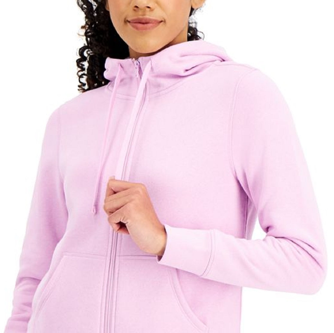 ID Ideology Moletom com capuz feminino de lã com zíper frontal, roxo, tamanho pequeno