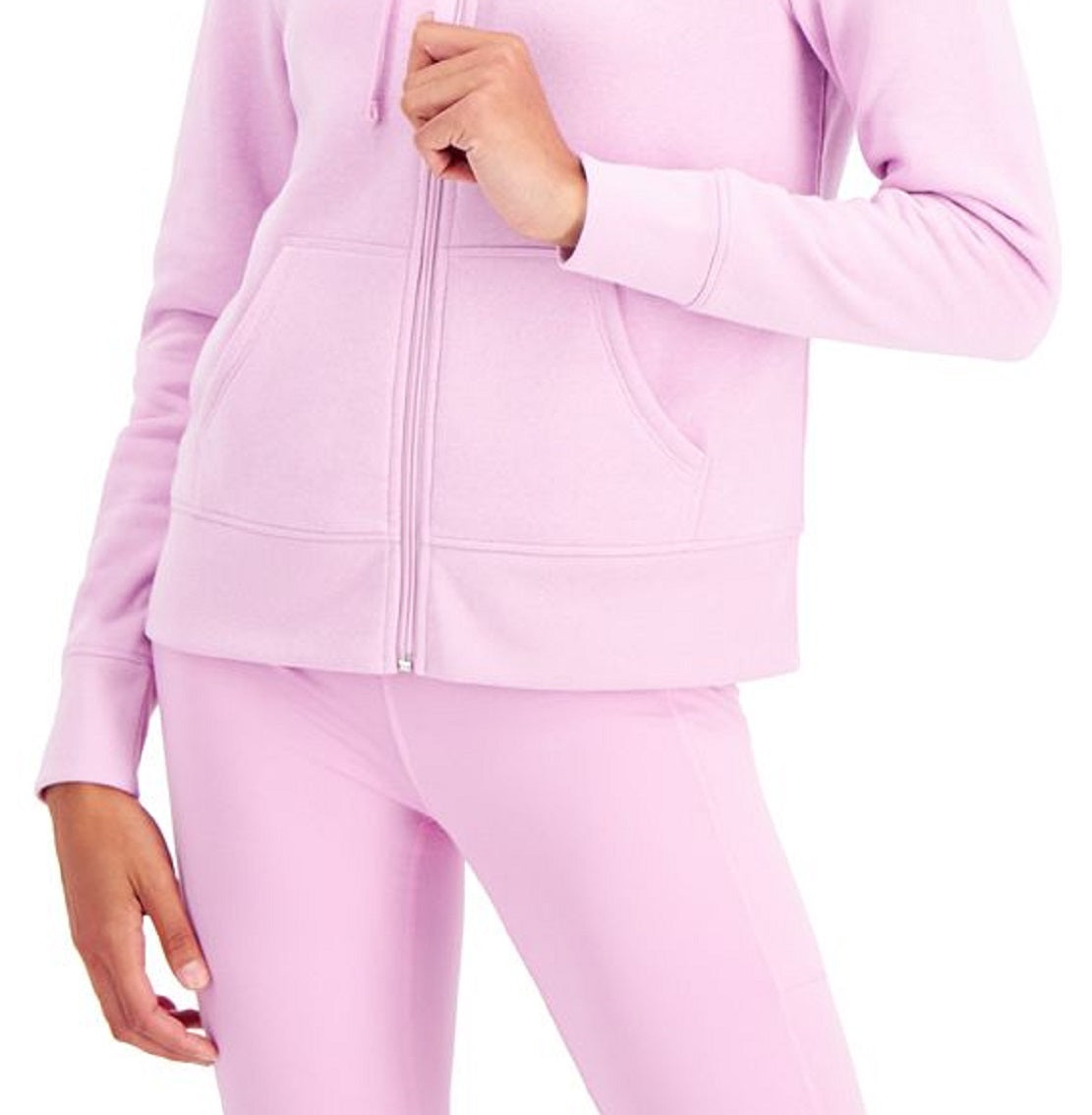 ID Ideology Moletom com capuz feminino de lã com zíper frontal, roxo, tamanho pequeno