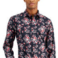 Camisa social masculina Bar III Slim Fit Performance Stretch com estampa floral, vermelha, tamanho pequeno