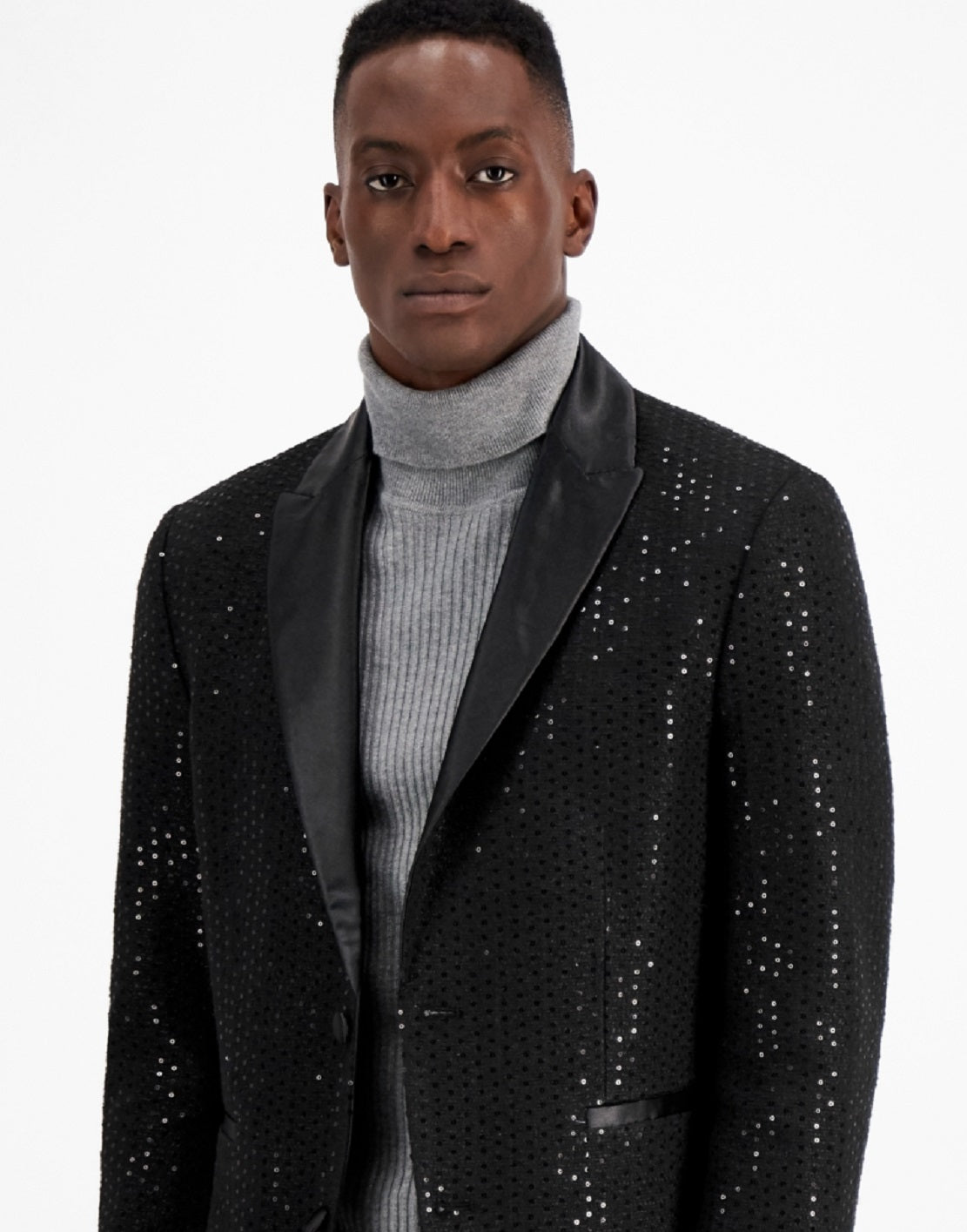 INC International Concepts Casaco esportivo masculino slim fit com lantejoulas, preto, tamanho grande