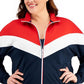 Jaqueta ID Ideology Feminina Olimpíadas Colorblock com zíper frontal, azul, tamanho 1X