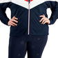 Jaqueta ID Ideology Feminina Olimpíadas Colorblock com zíper frontal, azul, tamanho 1X