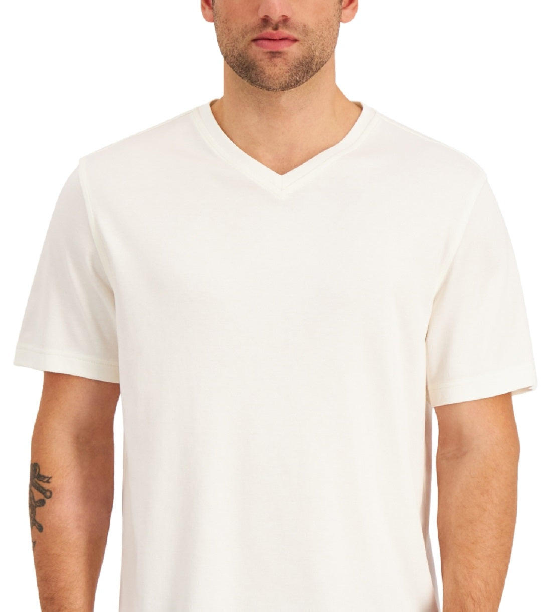 Camiseta masculina Alfani Relaxed Fit Supima Blend com decote em V, branca, tamanho pequeno