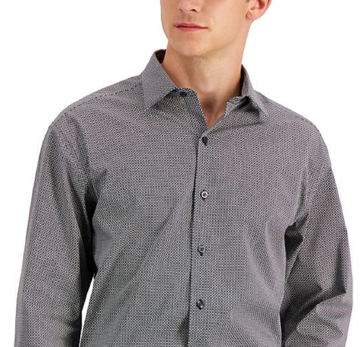 Camisa social masculina Alfani Regular Fit com elasticidade bidirecional, preta, tamanho 18x34x35
