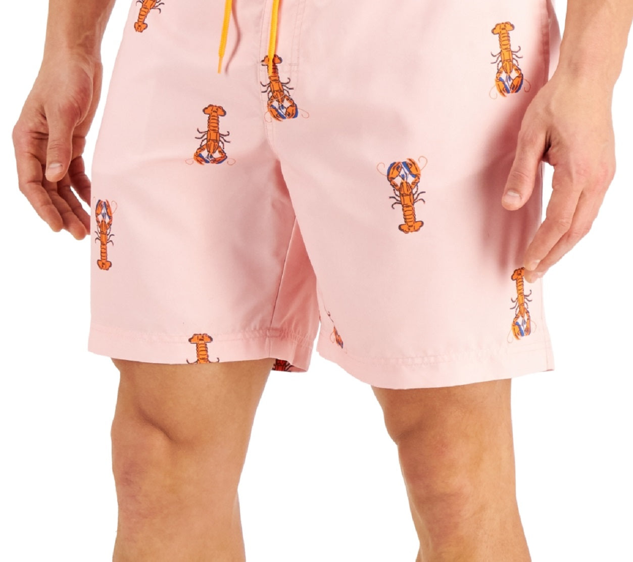 Calção de banho masculino Club Room Lobster 7 rosa tamanho médio