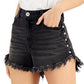 Shorts femininos de cintura alta com tachas e bainha desfiada, preto, tamanho 2, da INC International Concepts