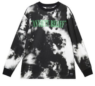 Camiseta masculina WeSC Kendrick Anxiety Release Tie Dye Cotton Graphic, preta, tamanho pequeno