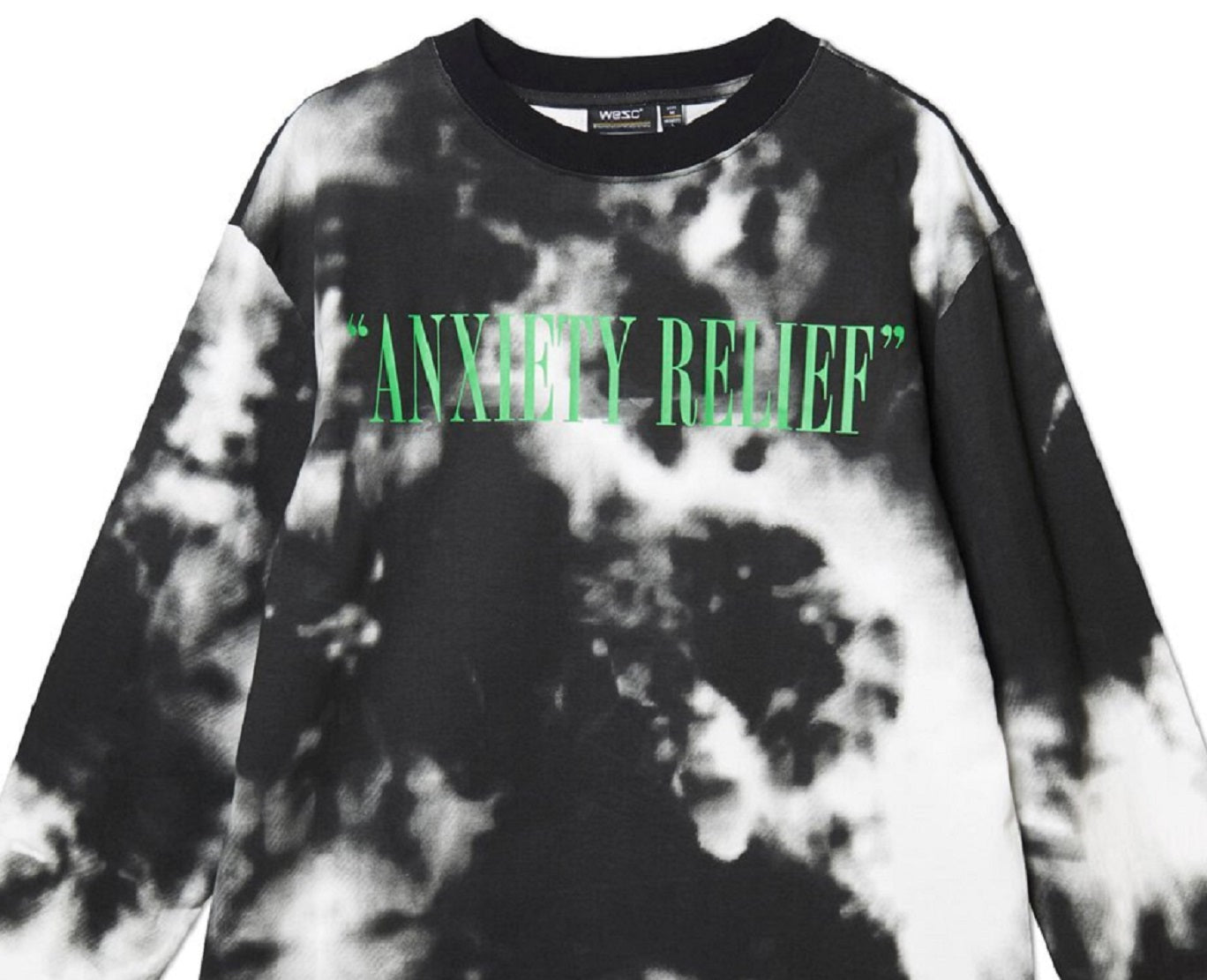 Camiseta masculina WeSC Kendrick Anxiety Release Tie Dye Cotton Graphic, preta, tamanho pequeno