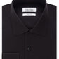 Camisa social masculina Calvin Klein Classic Fit, sem passar roupa, com gola aberta e espinha de peixe, preta, tamanho 32x33