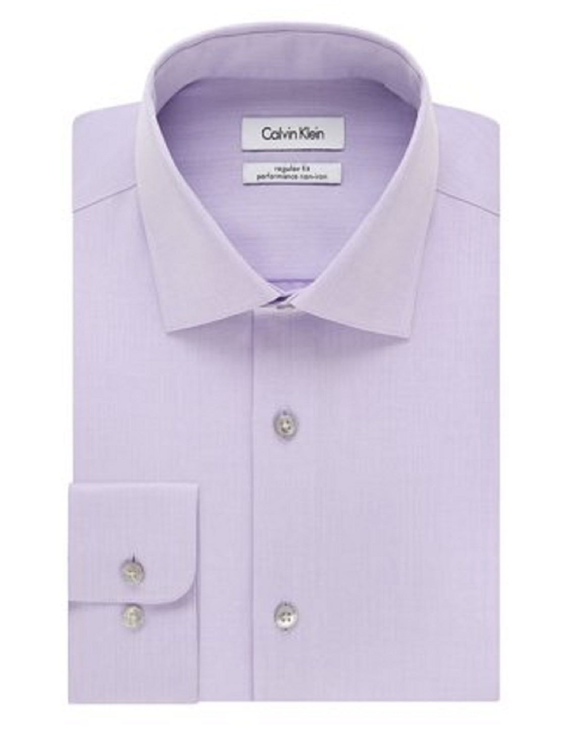 Camisa social masculina Calvin Klein Classic Fit com gola aberta e sem ferro, roxa, tamanho 15,5 x 32 x 33