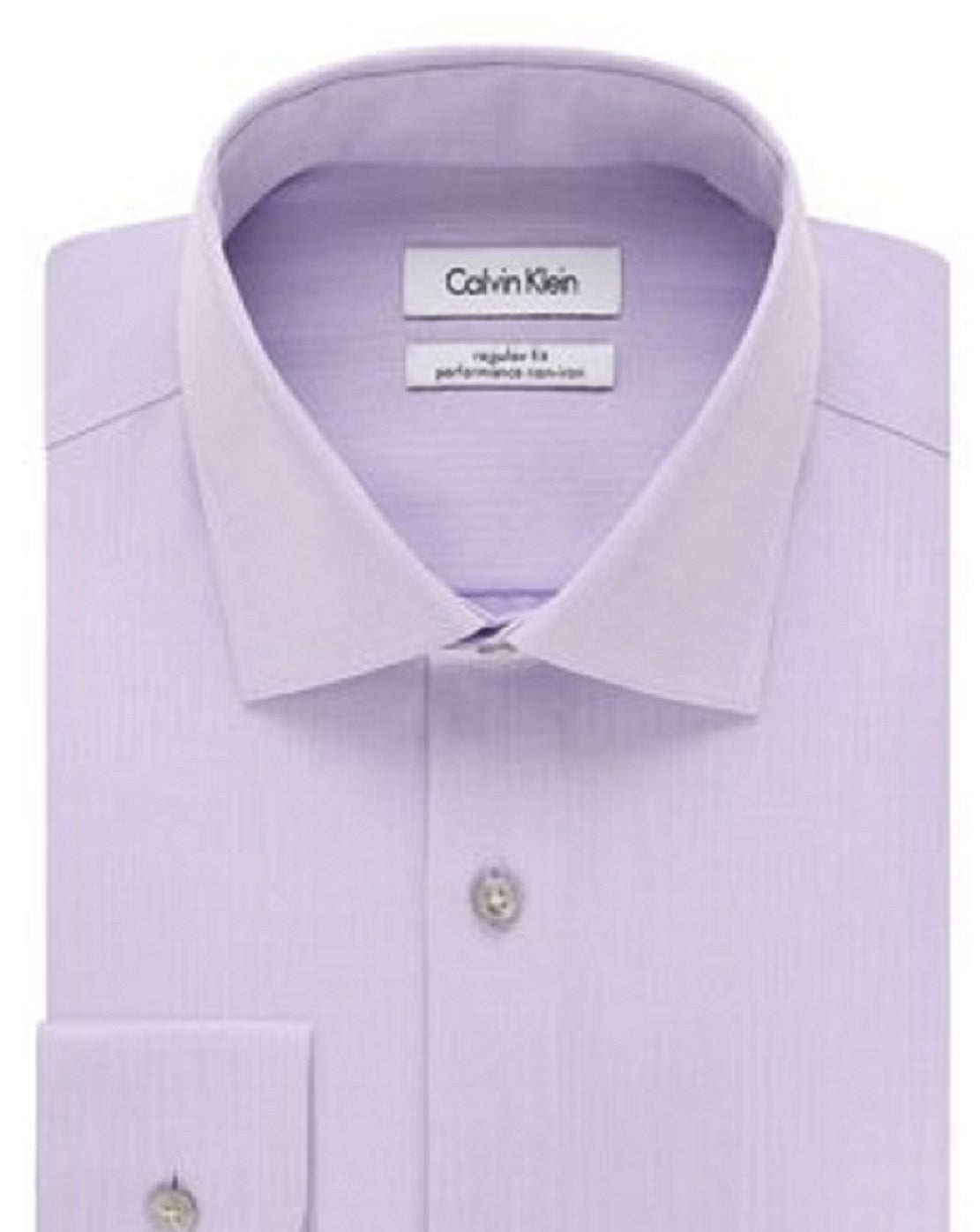 Camisa social masculina Calvin Klein Classic Fit com gola aberta e sem ferro, roxa, tamanho 15,5 x 32 x 33