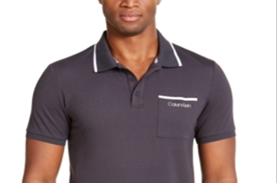 Camisa polo masculina Calvin Klein com ponta cinza tamanho extragrande