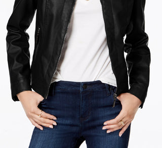 Jaqueta de motociclista com forro de pele sintética Jou Jou Junior, preta, tamanho extrapequeno