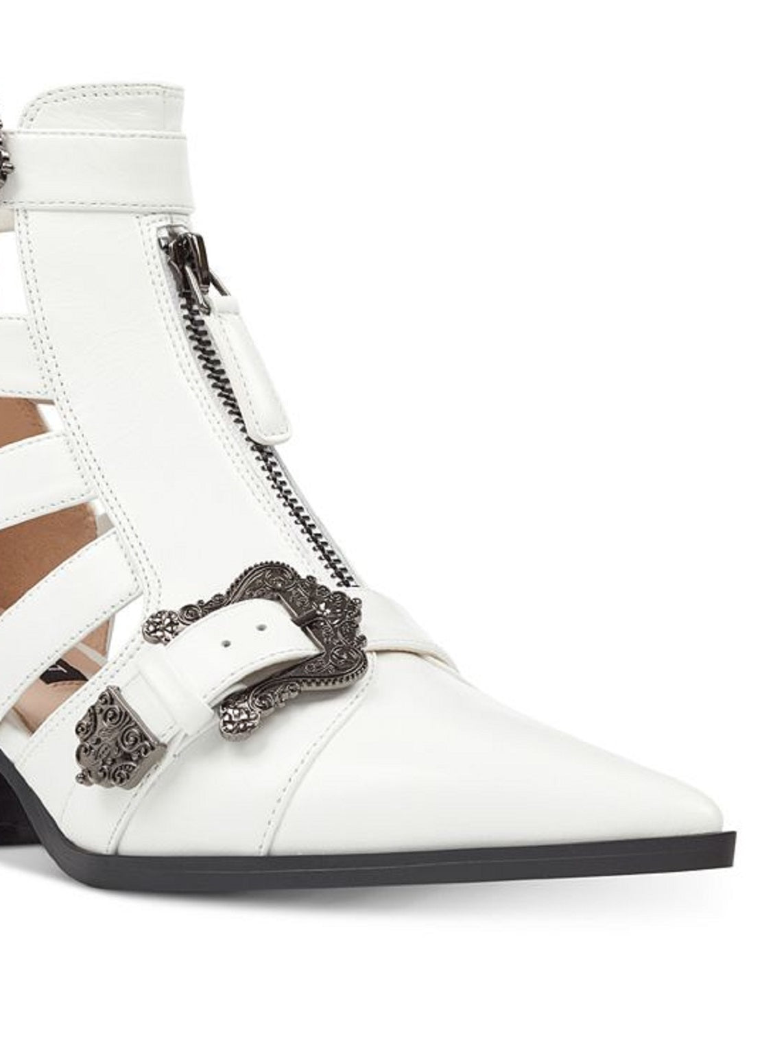 Botas femininas Nine West Carrillo com fivela recortada, tamanho 9,5, brancas