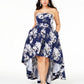 Vestido feminino sem alças, estilo trendy plus size, azul, tamanho 22