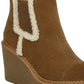 Bota feminina impermeável Sam Edelman Reagan Wedge marrom tamanho 5,5 M