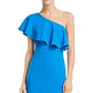 Vestido midi de crepe com babados Betsy &amp; Adam feminino, azul, tamanho 4