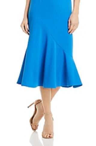 Vestido midi de crepe com babados Betsy &amp; Adam feminino, azul, tamanho 4