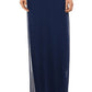 Vestido formal feminino Betsy &amp; Adam, manga curta, decote em V, comprimento total, azul, tamanho 12