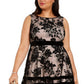 Vestido midi flocado de veludo plus size Taylor feminino, preto, tamanho 20W
