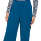 Calça feminina DKNY com zíper lateral e perna larga, azul, tamanho 14