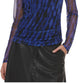 Blusa de malha listrada de zebra feminina DKNY, azul, tamanho grande