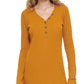 Vestido feminino DKNY com decote Henley e manga comprida canelado, marrom, tamanho X-G