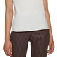 Blusa feminina DKNY sem mangas com decote assimétrico e detalhes embelezados, branca