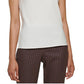 Blusa feminina DKNY sem mangas com decote assimétrico e detalhes embelezados, branca