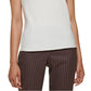 Blusa feminina DKNY sem mangas com decote assimétrico e detalhes embelezados, branca, tamanho pequeno