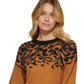 Suéter feminino DKNY com manga bufante e lantejoulas, preto, tamanho grande