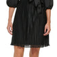 Vestido envelope falso com mangas bufantes e pregas DKNY feminino, preto, tamanho 10