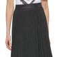 Saia plissada de camurça sintética feminina DKNY, preta, tamanho grande