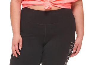 Shorts de ciclismo feminino DKNY com logotipo embelezado, preto, tamanho 3X