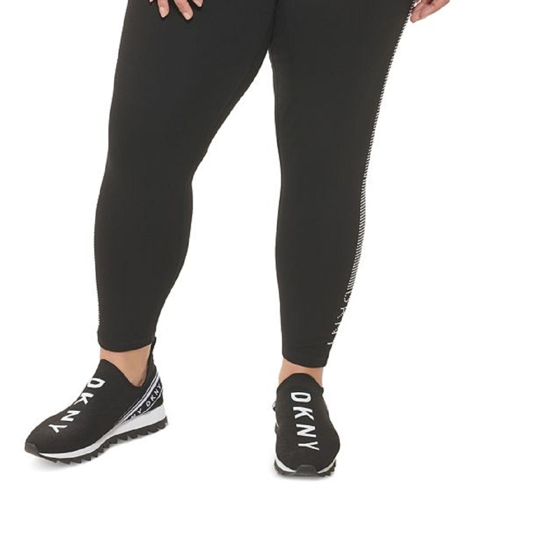 Leggings femininas DKNY de cintura alta 7/8 pretas, tamanho 3X