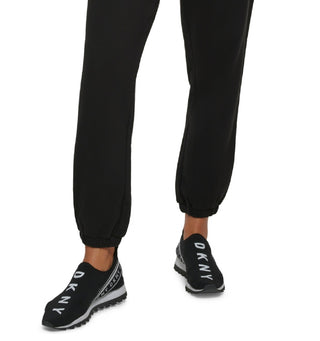 DKNY Women's Metallic Logo Sweatpant Jogger Black Size Large