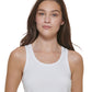 Regata feminina canelada DKNY, branca, tamanho pequeno