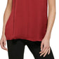Top de cetim com alças franzidas feminino DKNY, vermelho, tamanho pequeno