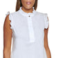 Blusa feminina DKNY com babados, branca, tamanho grande